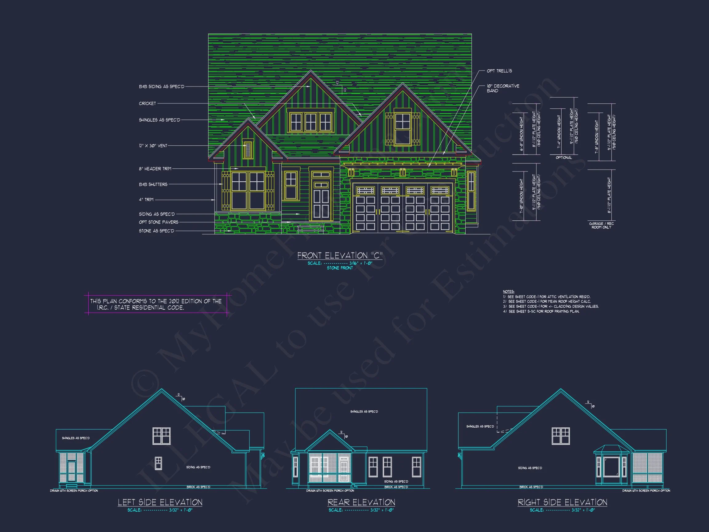Craftsman house Plan with 2 Floors, 3 Beds & CAD Designs