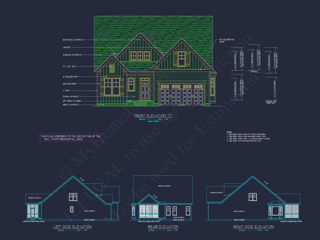 Craftsman house Plan with 2 Floors, 3 Beds & CAD Designs