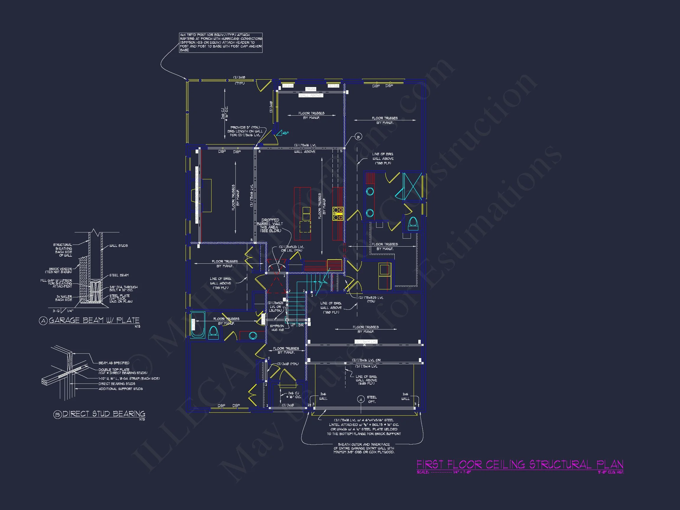 Traditional Craftsman house Floor Plan with CAD Designs
