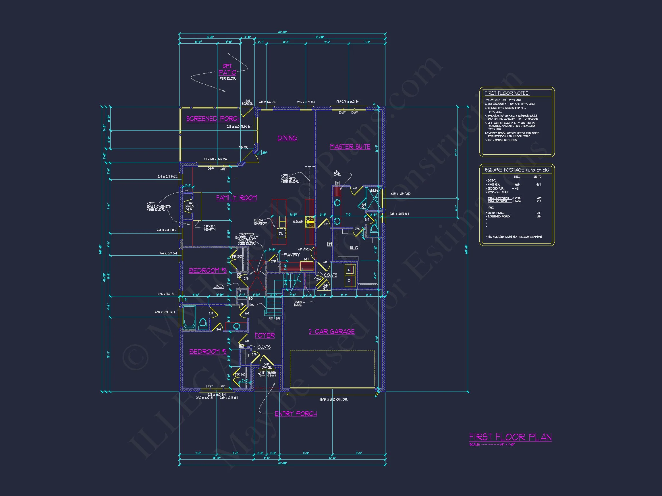 Traditional Craftsman house Floor Plan with CAD Designs