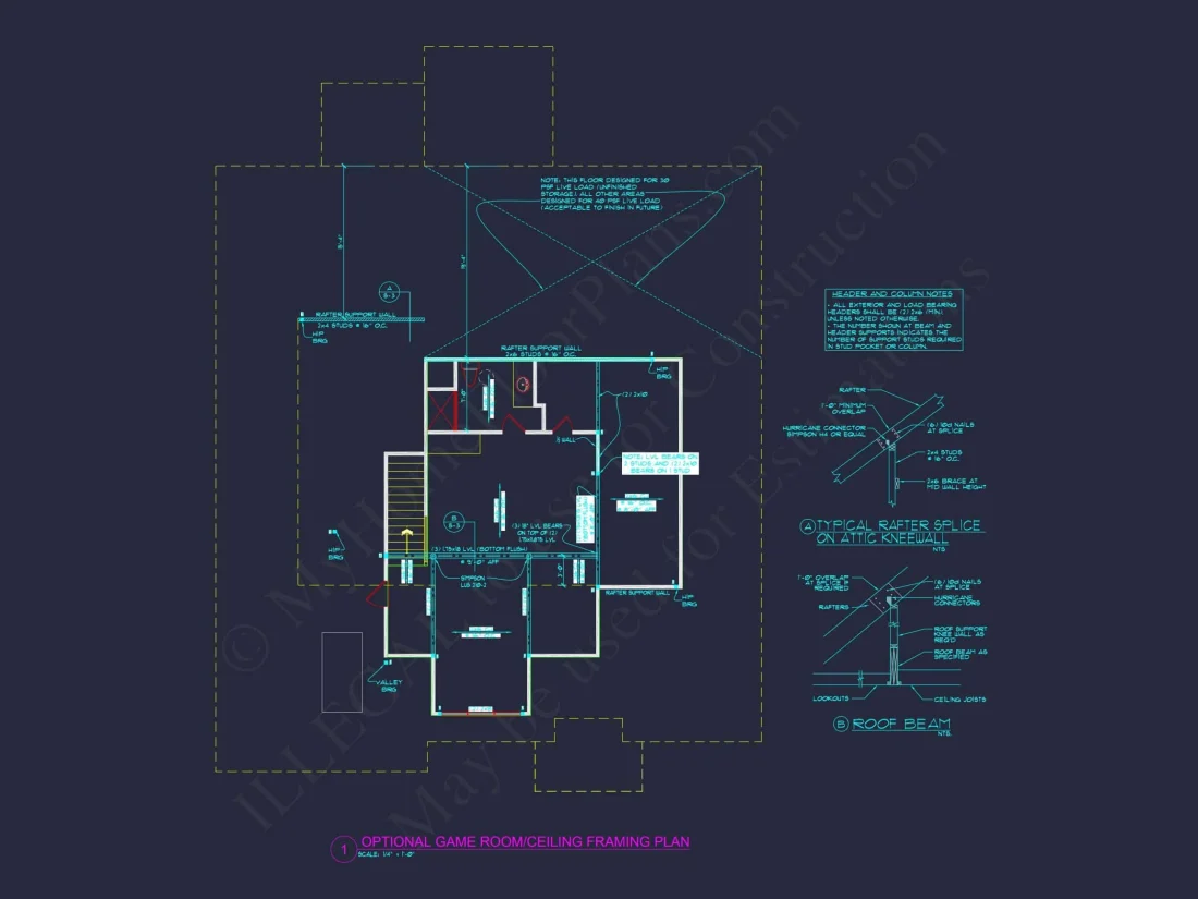 Stunning CAD house Floor Plan with 1.5 Stories and 3 Bedrooms