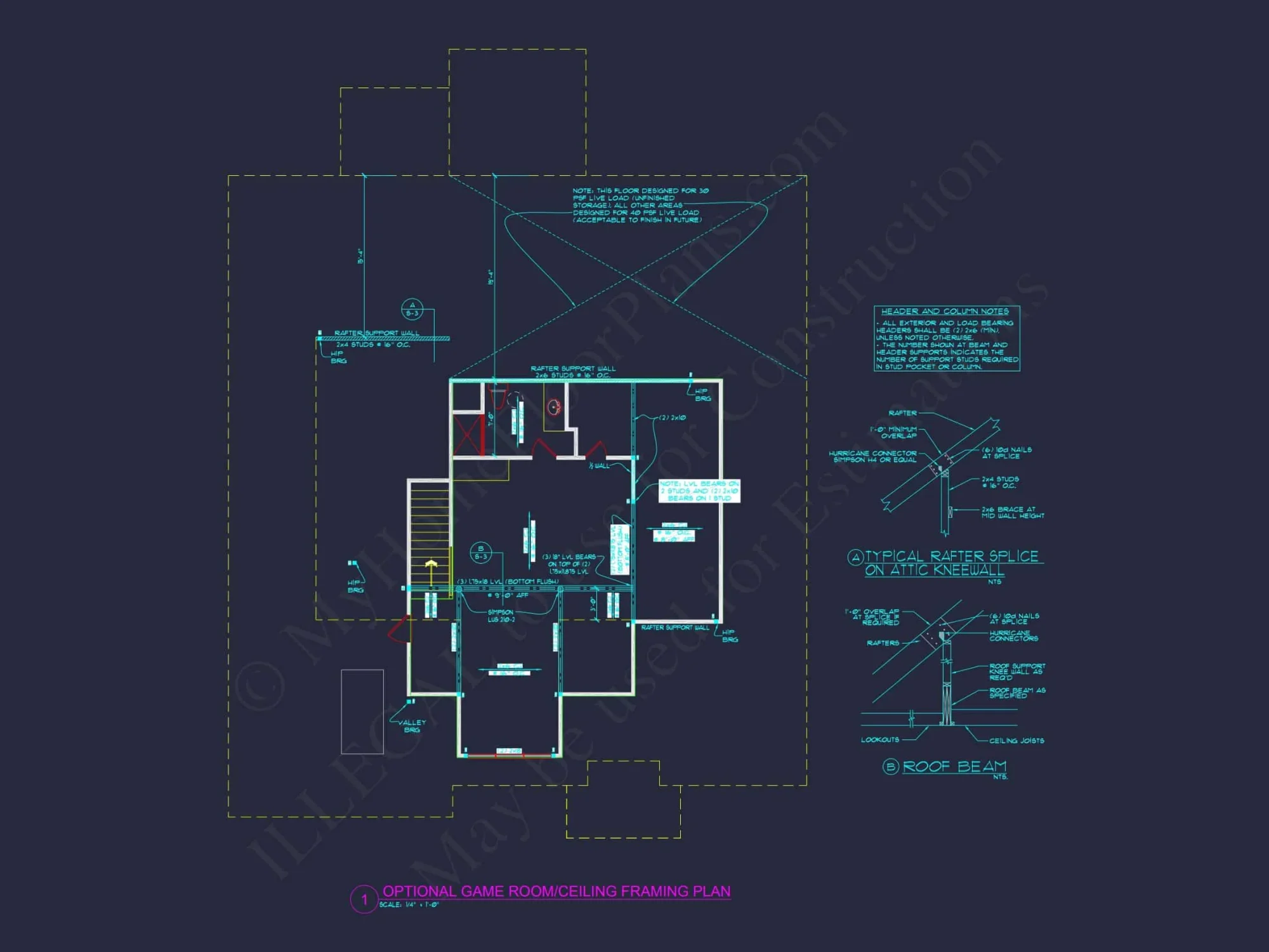 Stunning CAD house Floor Plan with 1.5 Stories and 3 Bedrooms