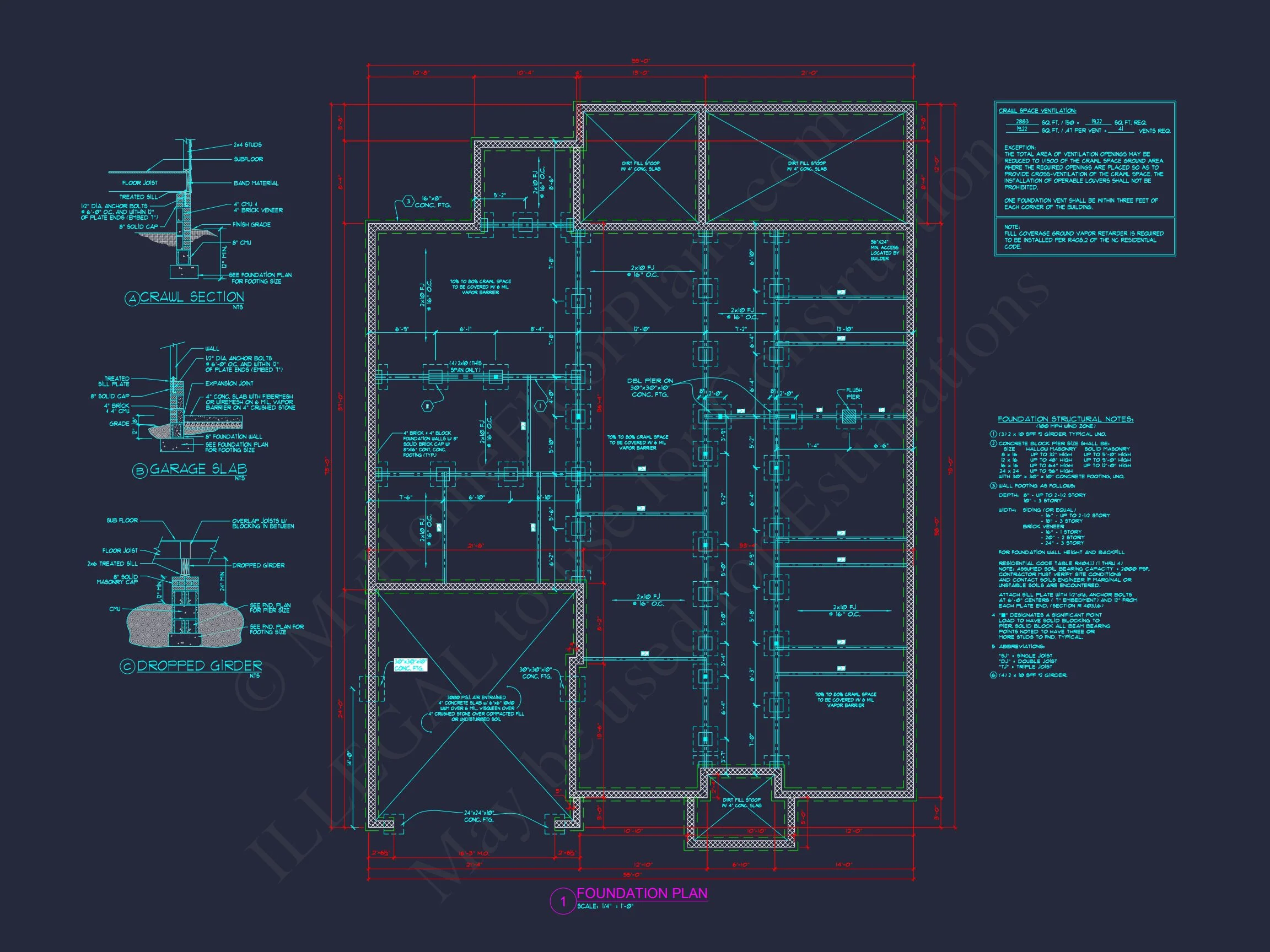 Stunning CAD house Floor Plan with 1.5 Stories and 3 Bedrooms