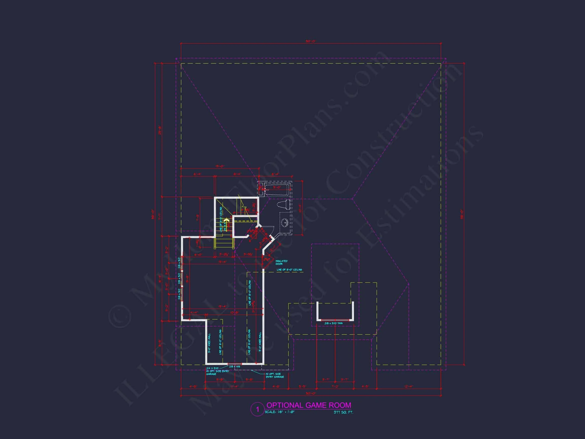 Stunning CAD house Floor Plan with 1.5 Stories and 3 Bedrooms