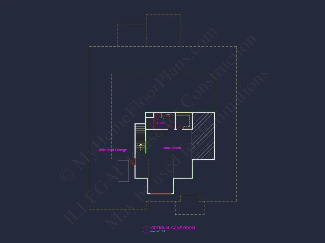 Stunning CAD house Floor Plan with 1.5 Stories and 3 Bedrooms