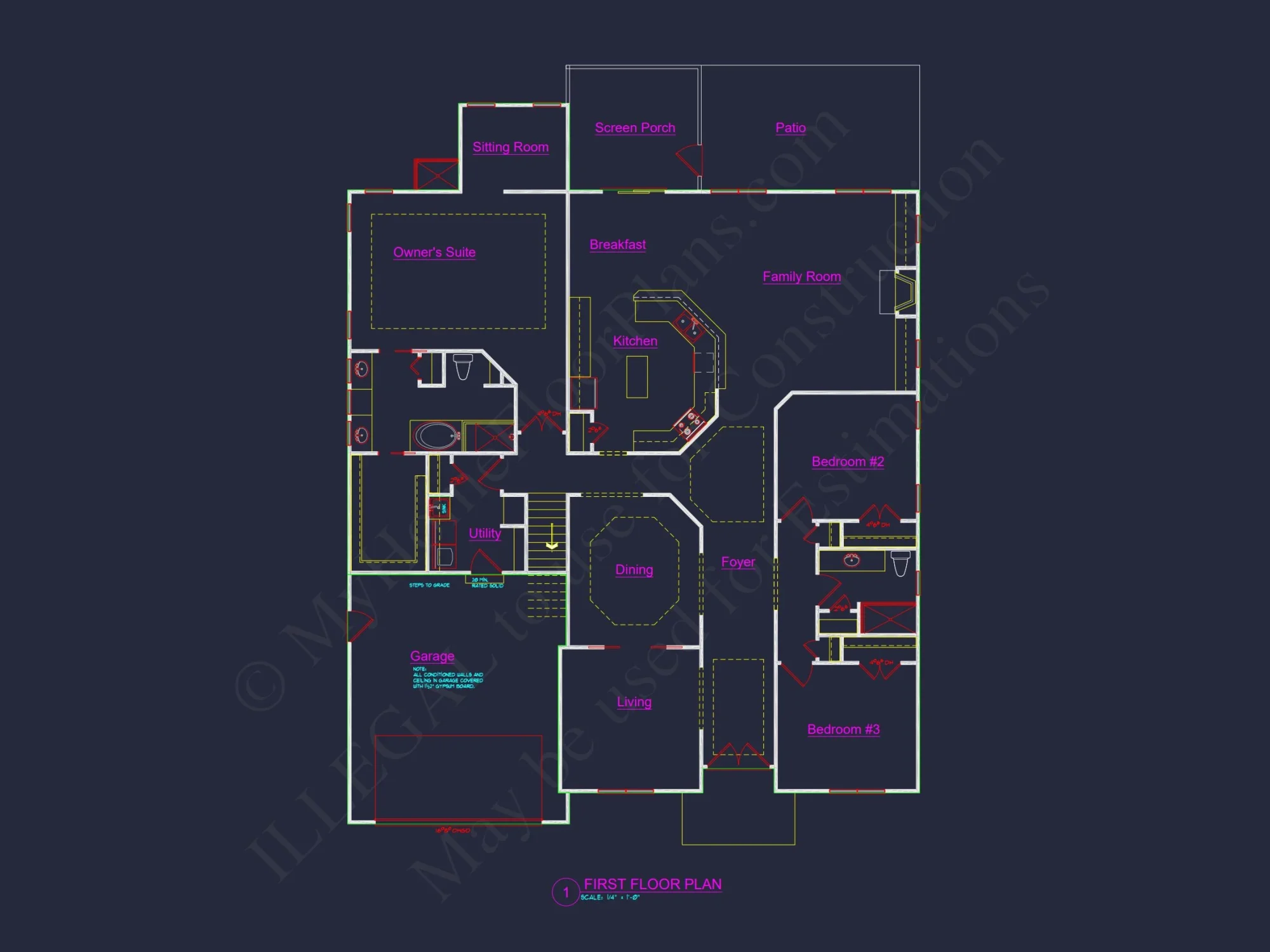 Stunning CAD house Floor Plan with 1.5 Stories and 3 Bedrooms