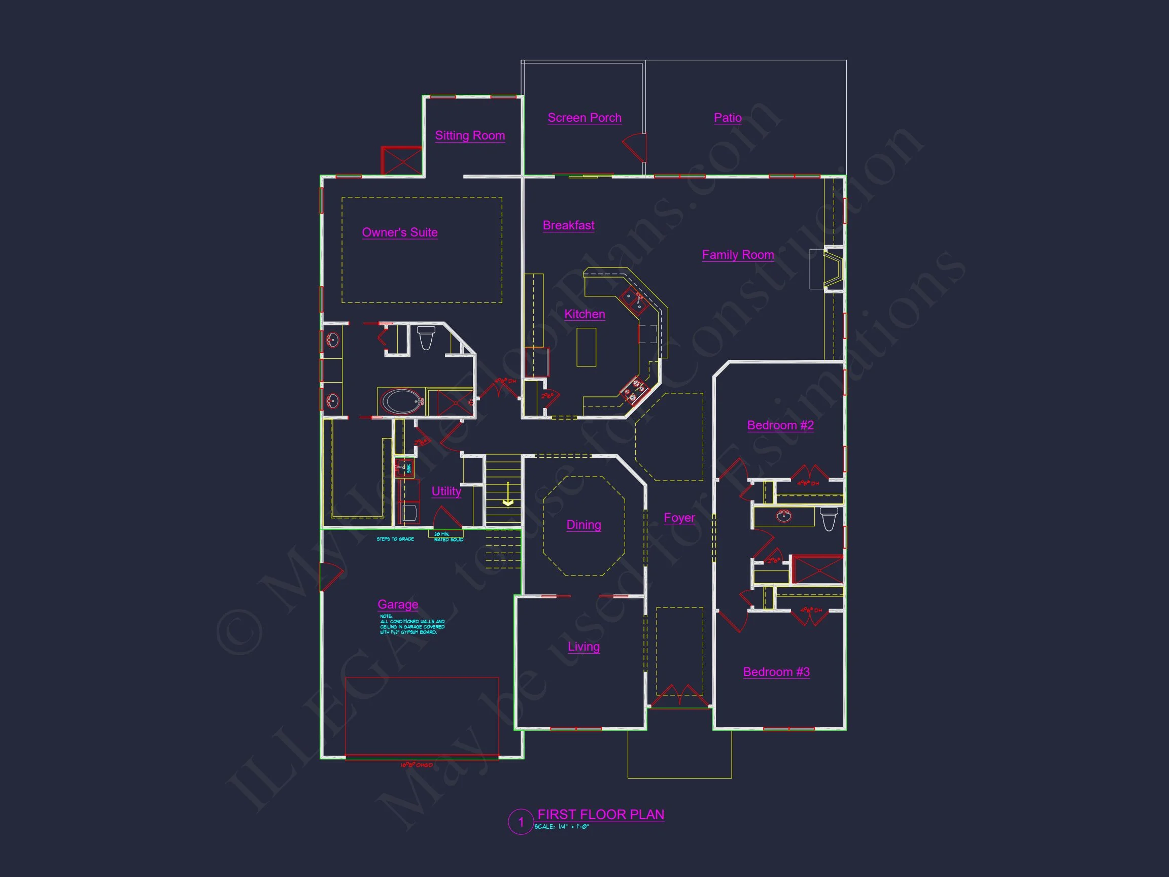 Stunning CAD house Floor Plan with 1.5 Stories and 3 Bedrooms