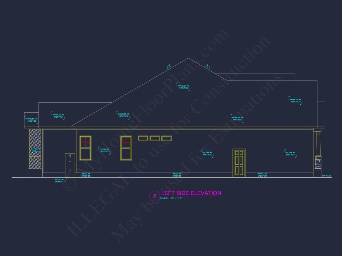 Stunning CAD house Floor Plan with 1.5 Stories and 3 Bedrooms