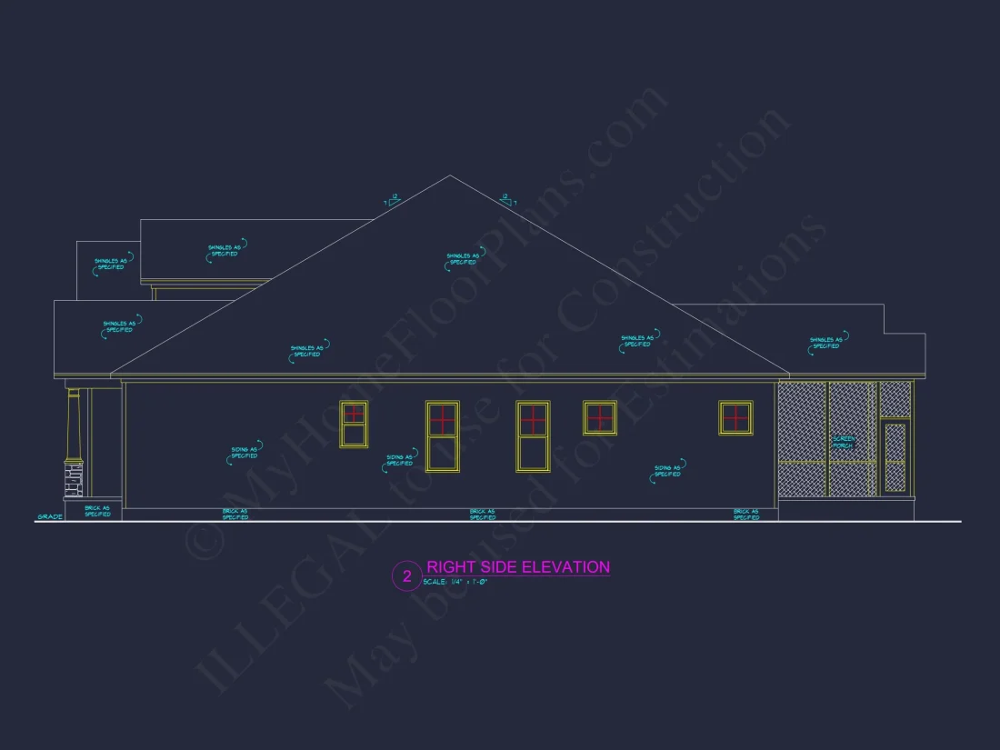 Stunning CAD house Floor Plan with 1.5 Stories and 3 Bedrooms