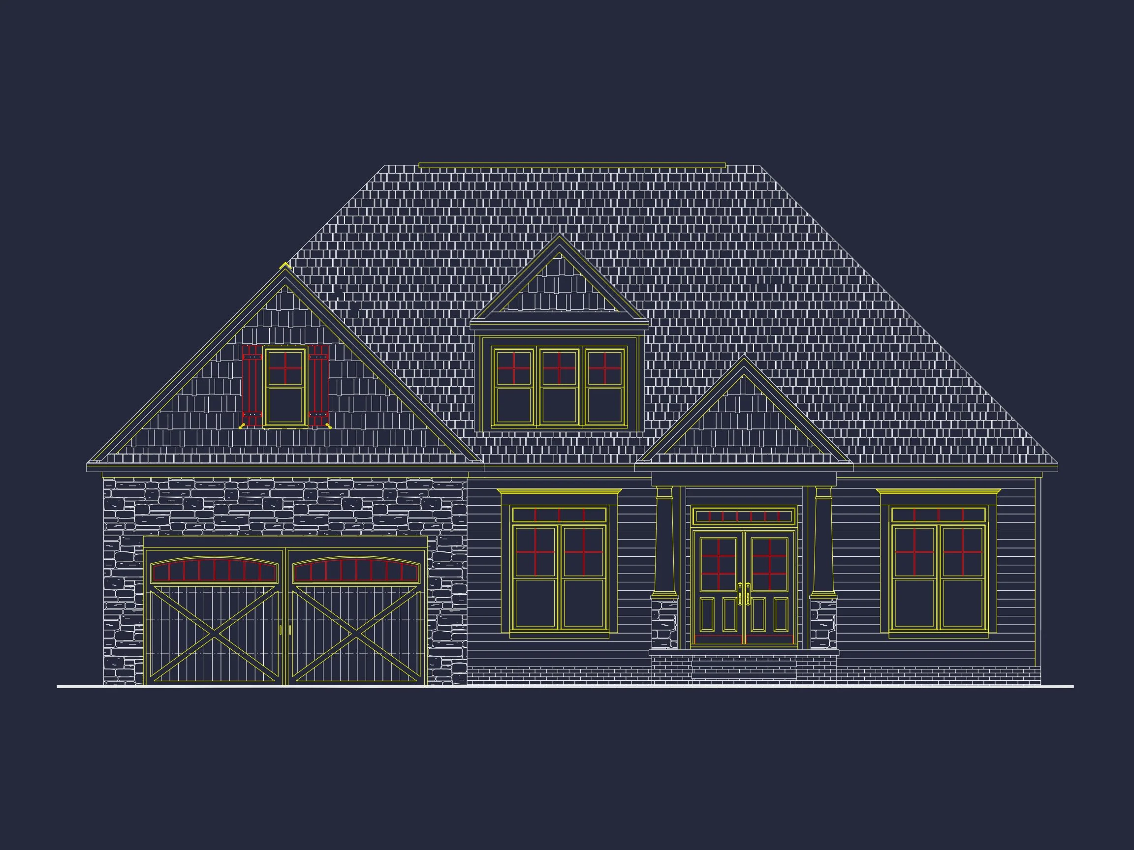 Stunning CAD house Floor Plan with 1.5 Stories and 3 Bedrooms