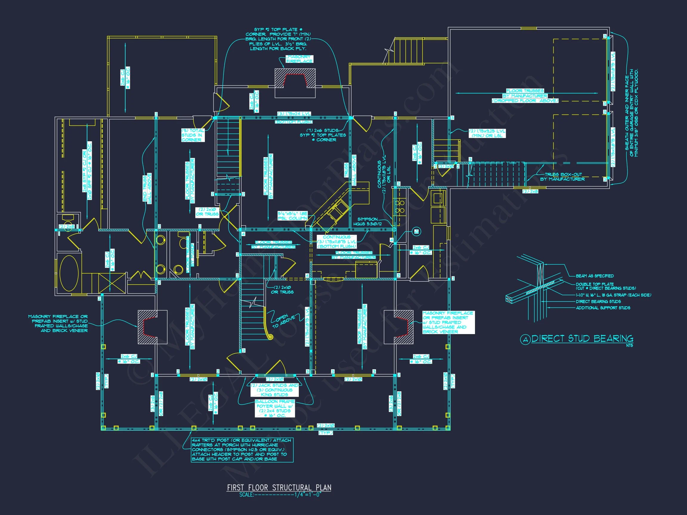 Traditional 2-Story house Plan with 4 Bedrooms and Basement (82'-5"x59'-11")