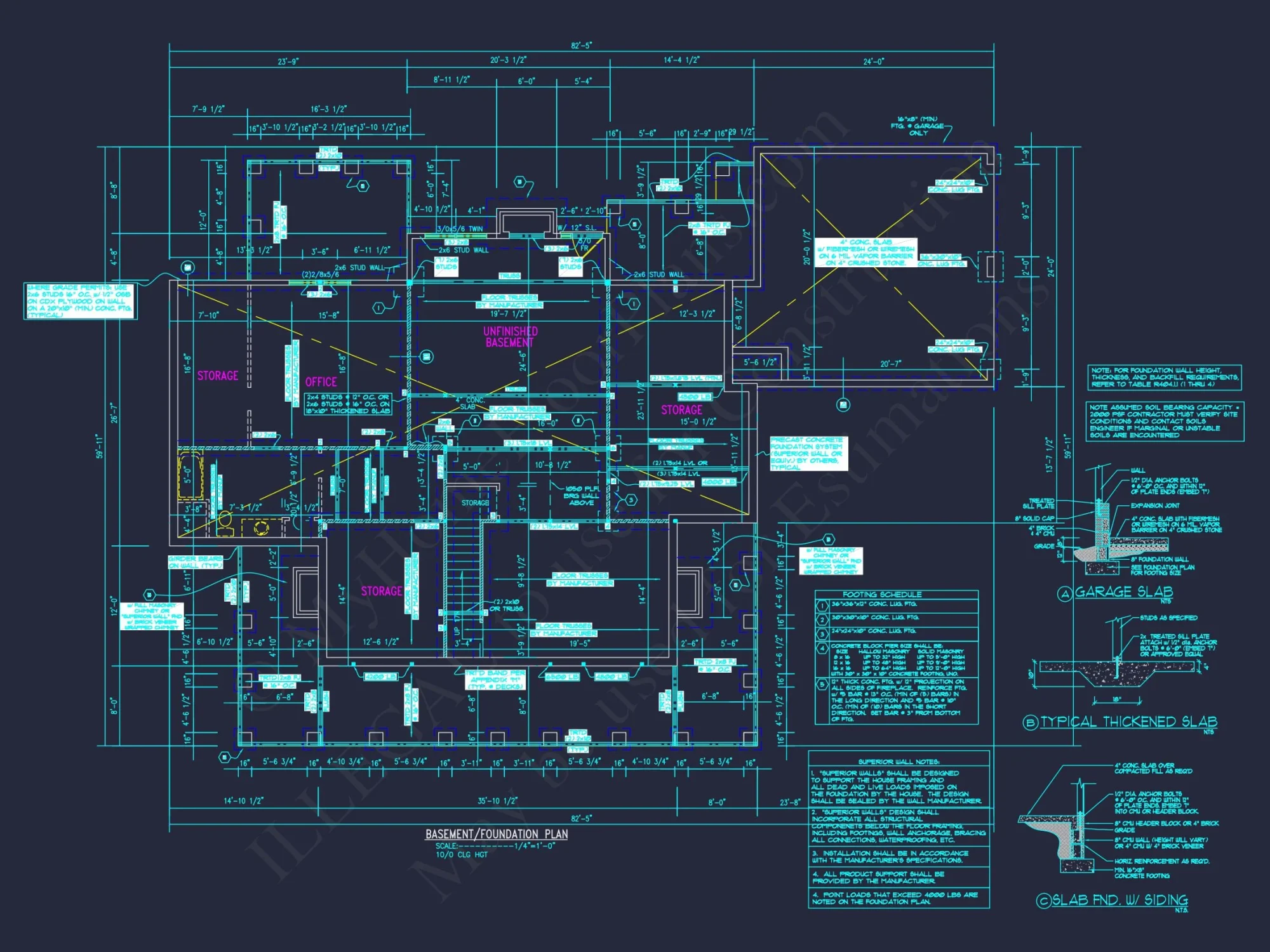 Traditional 2-Story house Plan with 4 Bedrooms and Basement (82'-5"x59'-11")