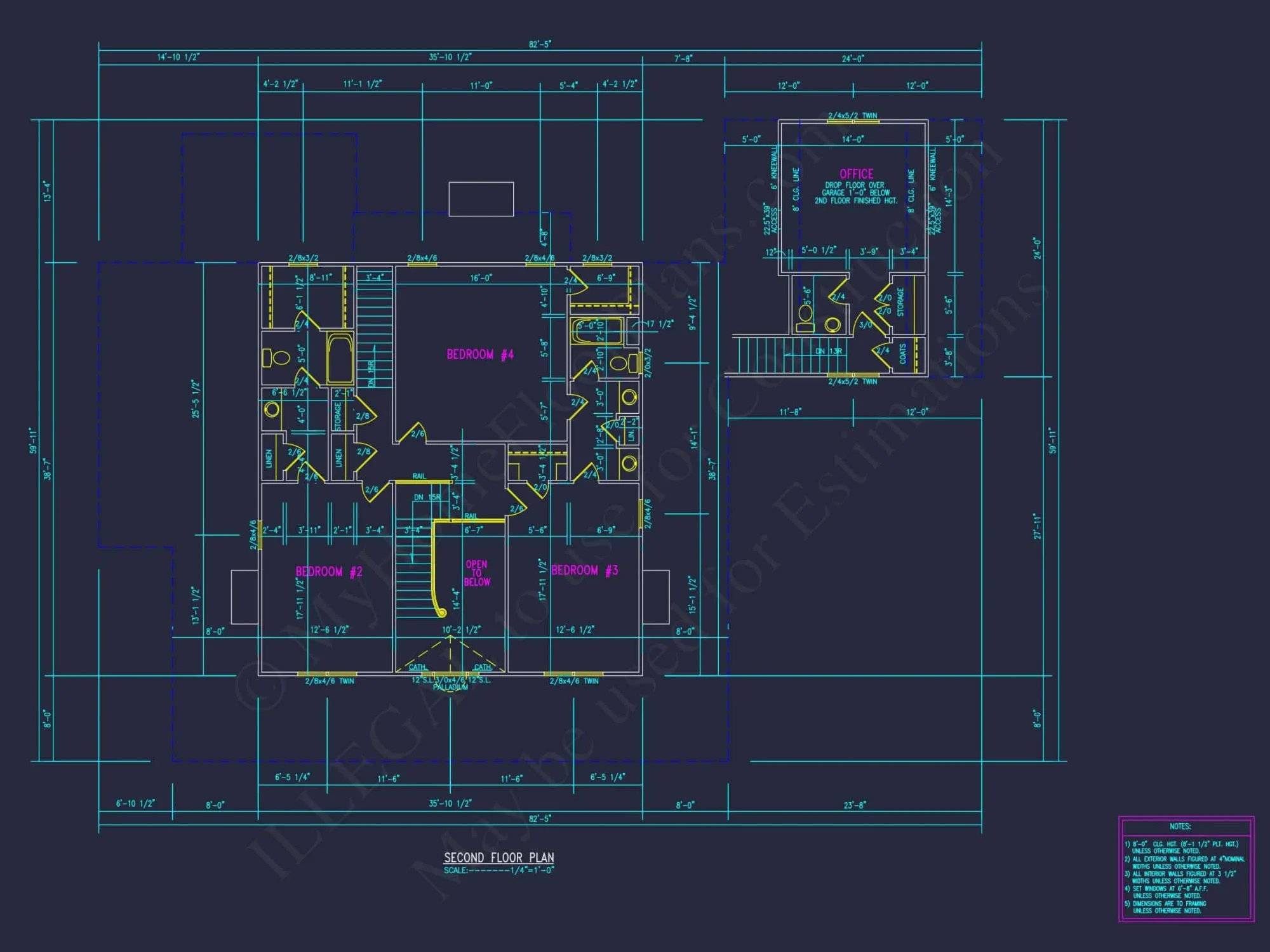 Traditional 2-Story house Plan with 4 Bedrooms and Basement (82'-5"x59'-11")