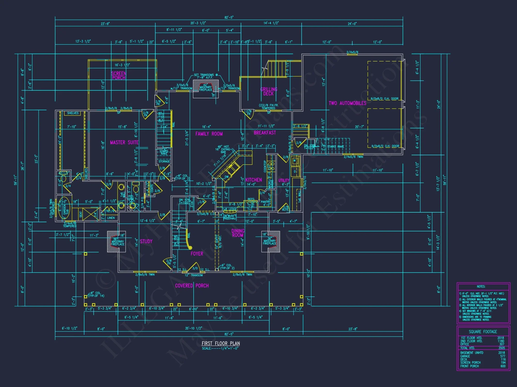 Traditional 2-Story house Plan with 4 Bedrooms and Basement (82'-5"x59'-11")
