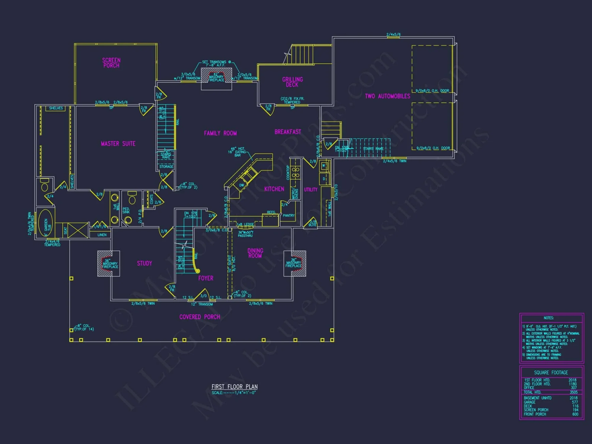 Traditional 2-Story house Plan with 4 Bedrooms and Basement (82'-5"x59'-11")