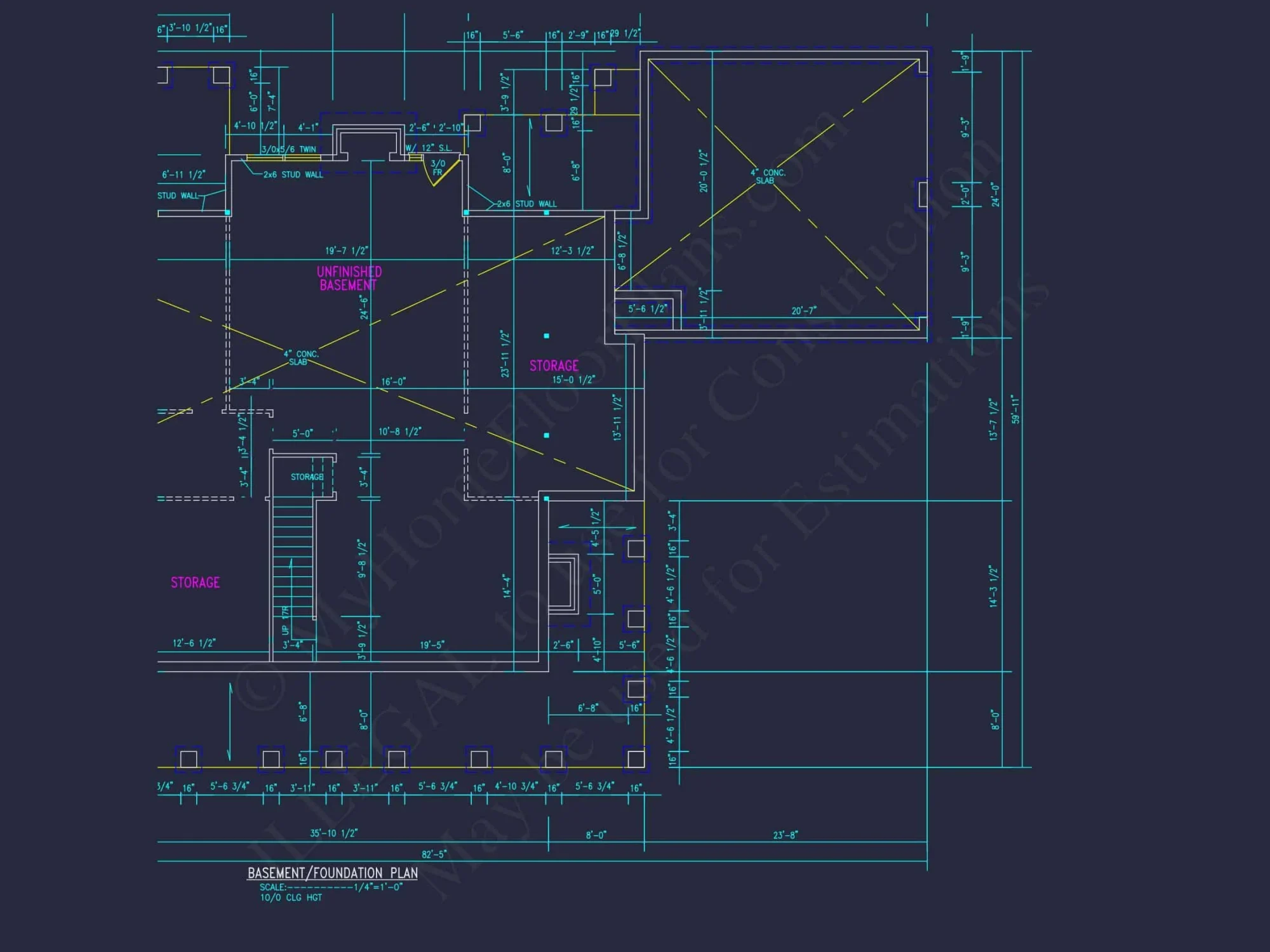Traditional 2-Story house Plan with 4 Bedrooms and Basement (82'-5"x59'-11")