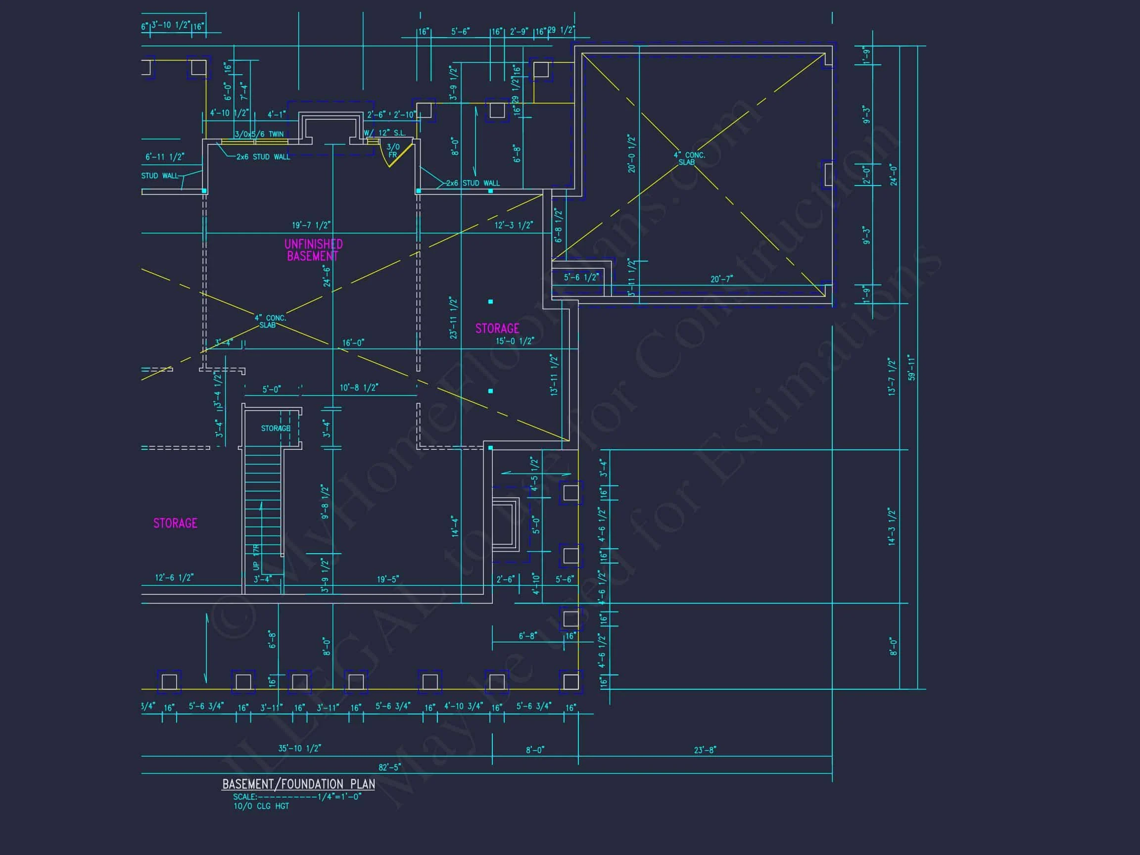 Traditional 2-Story house Plan with 4 Bedrooms and Basement (82'-5"x59'-11")