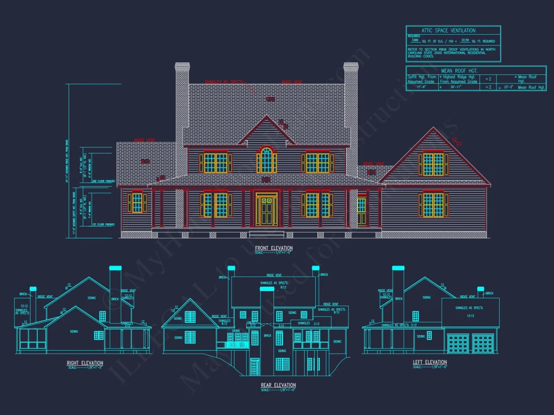 Traditional 2-Story house Plan with 4 Bedrooms and Basement (82'-5"x59'-11")