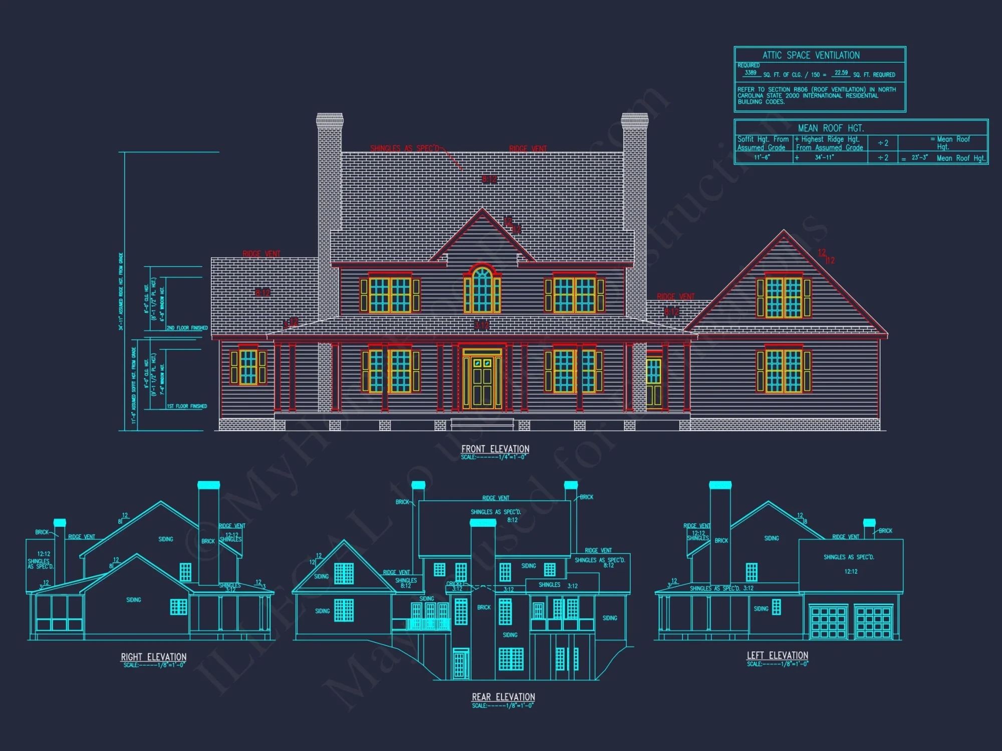 Traditional 2-Story house Plan with 4 Bedrooms and Basement (82'-5"x59'-11")