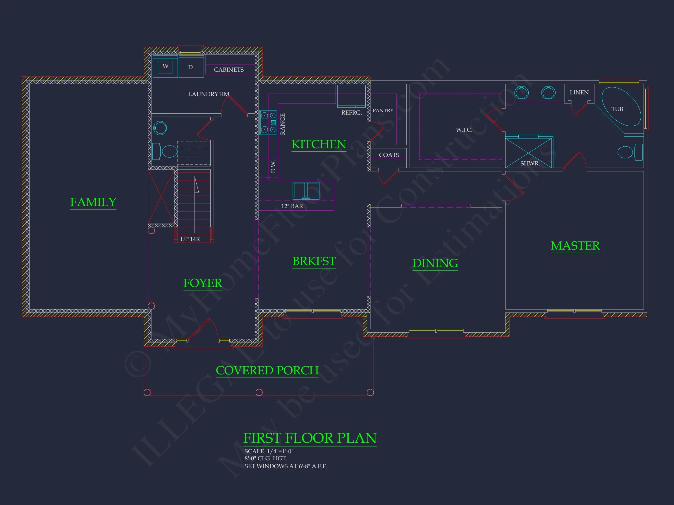 Modern Colonial Revival house Plan with Detailed Floor Designs