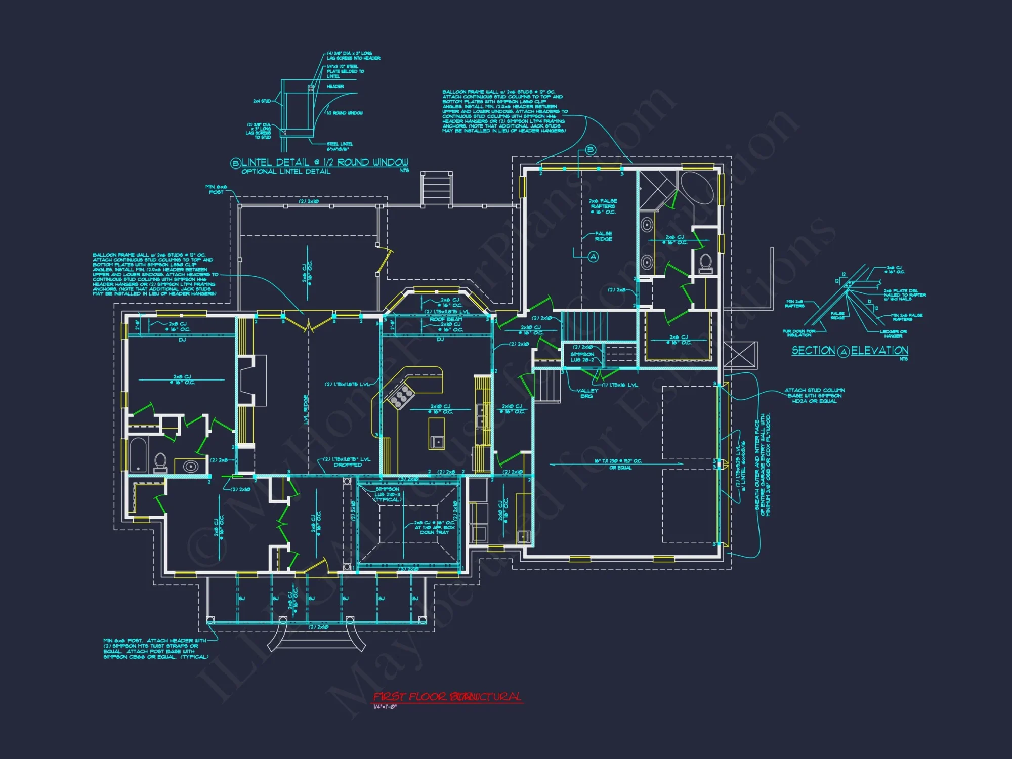 Traditional 2-Story house Plan with 3 Beds & Garage