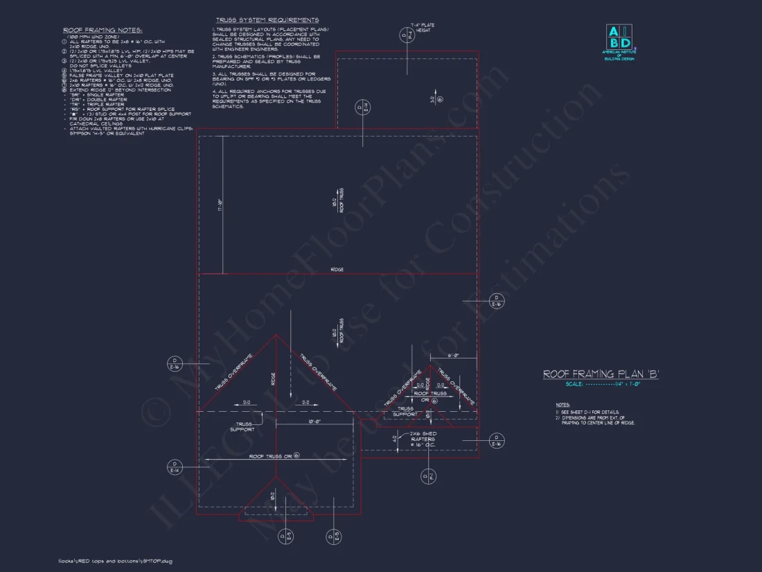 Modern Craftsman house Plan with 2-Story CAD Designed Blueprint