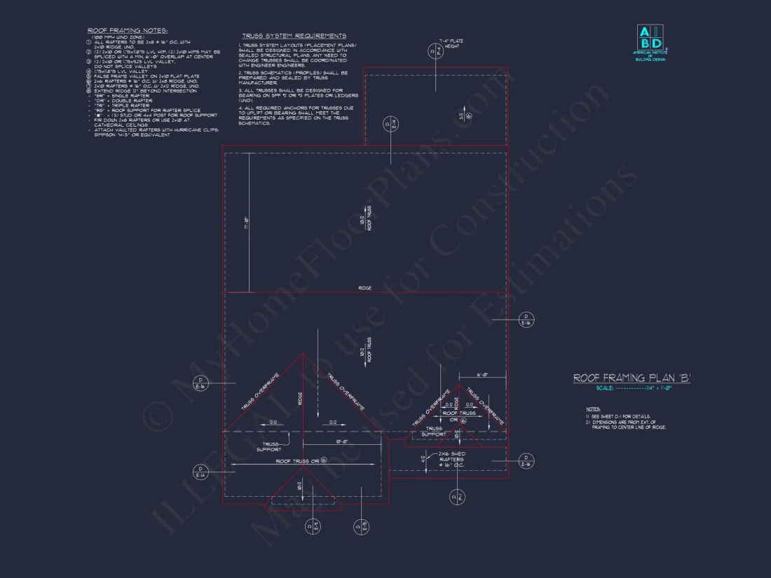 Modern Craftsman house Plan with 2-Story CAD Designed Blueprint