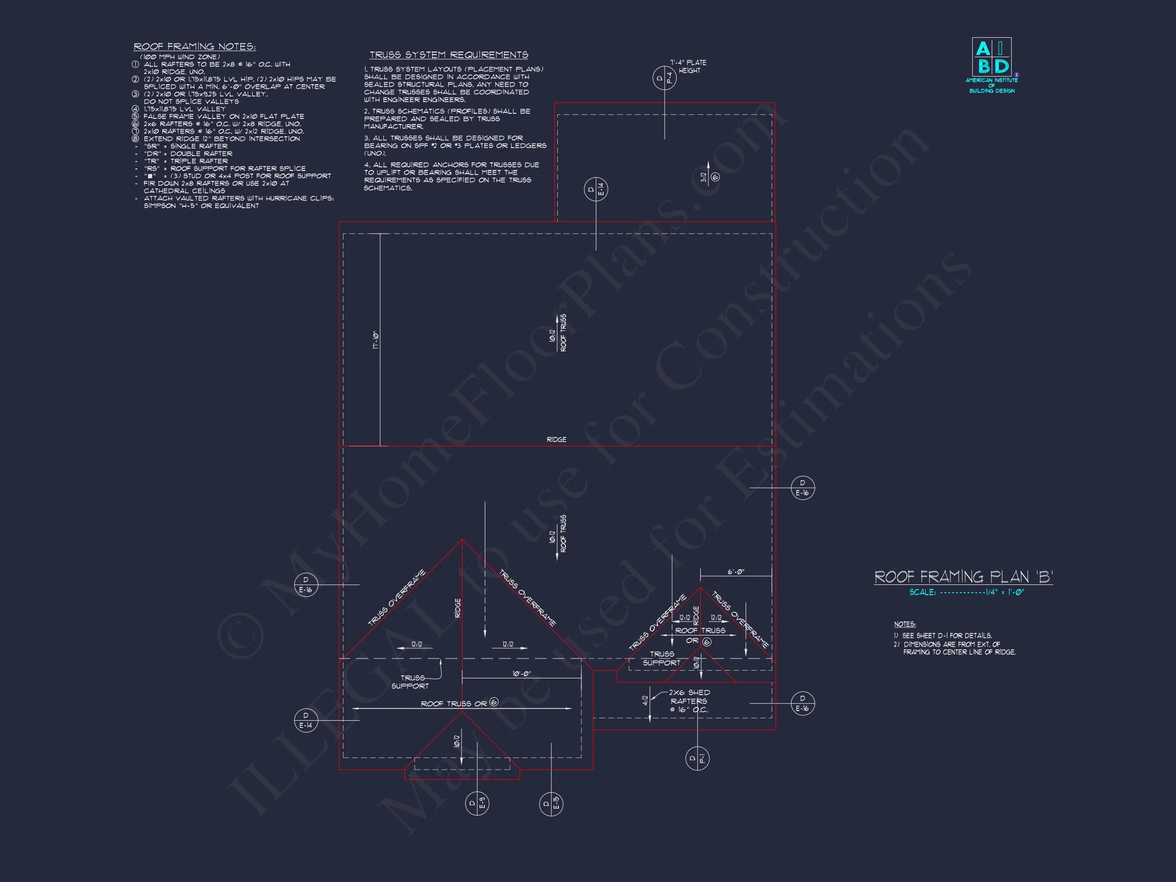 Modern Craftsman house Plan with 2-Story CAD Designed Blueprint