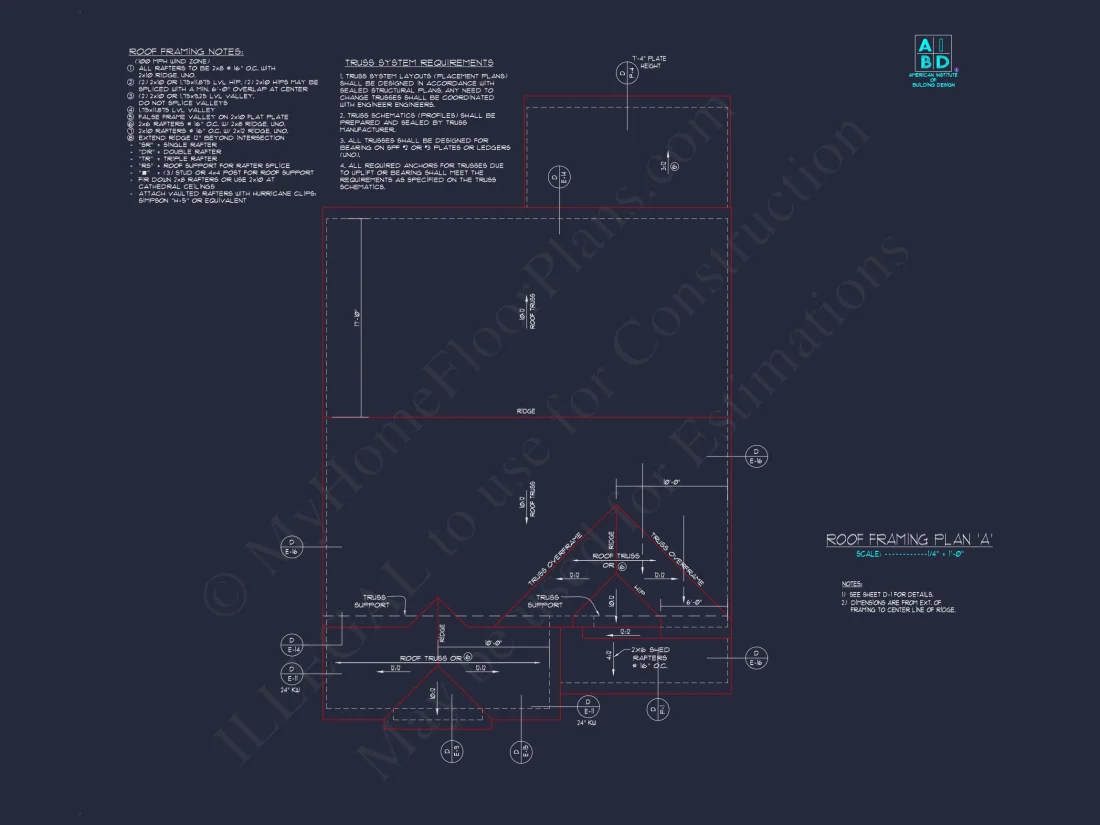 Modern Craftsman house Plan with 2-Story CAD Designed Blueprint