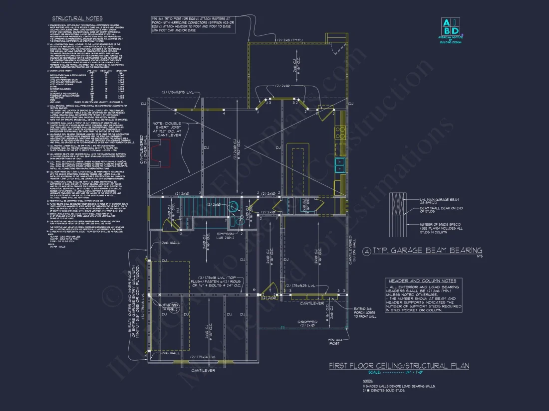 Modern Craftsman house Plan with 2-Story CAD Designed Blueprint
