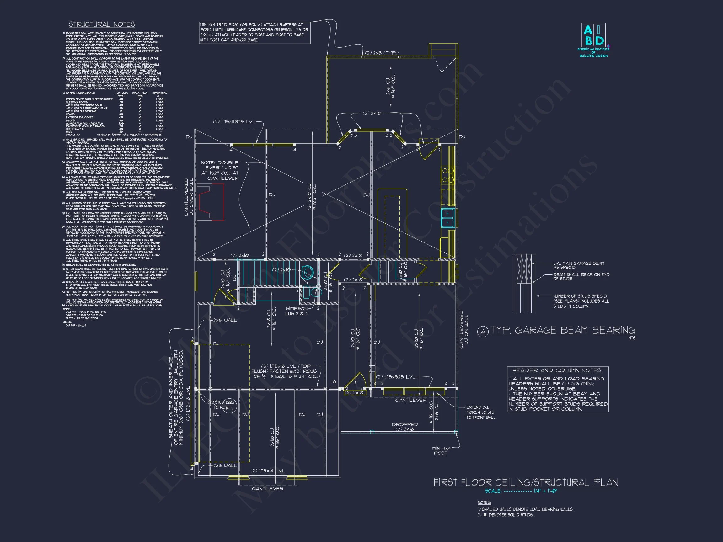 Modern Craftsman house Plan with 2-Story CAD Designed Blueprint