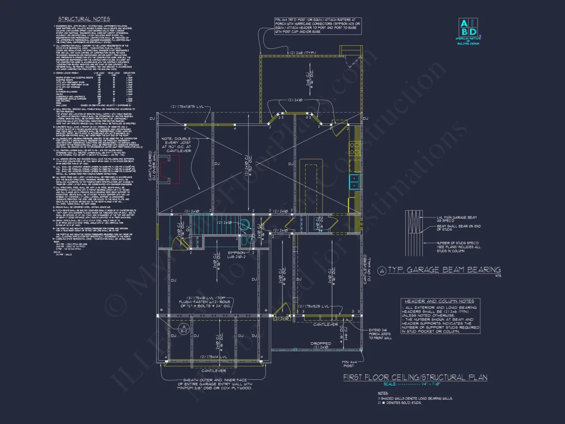 Modern Craftsman house Plan with 2-Story CAD Designed Blueprint