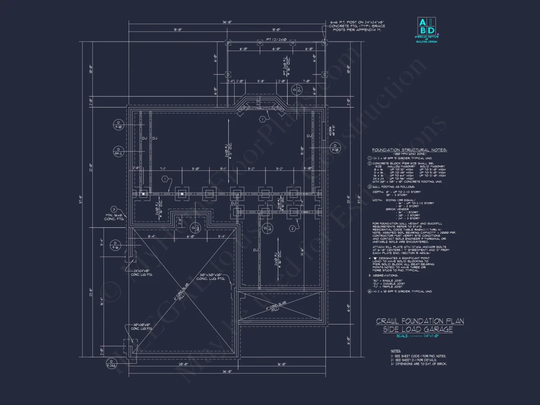 Modern Craftsman house Plan with 2-Story CAD Designed Blueprint