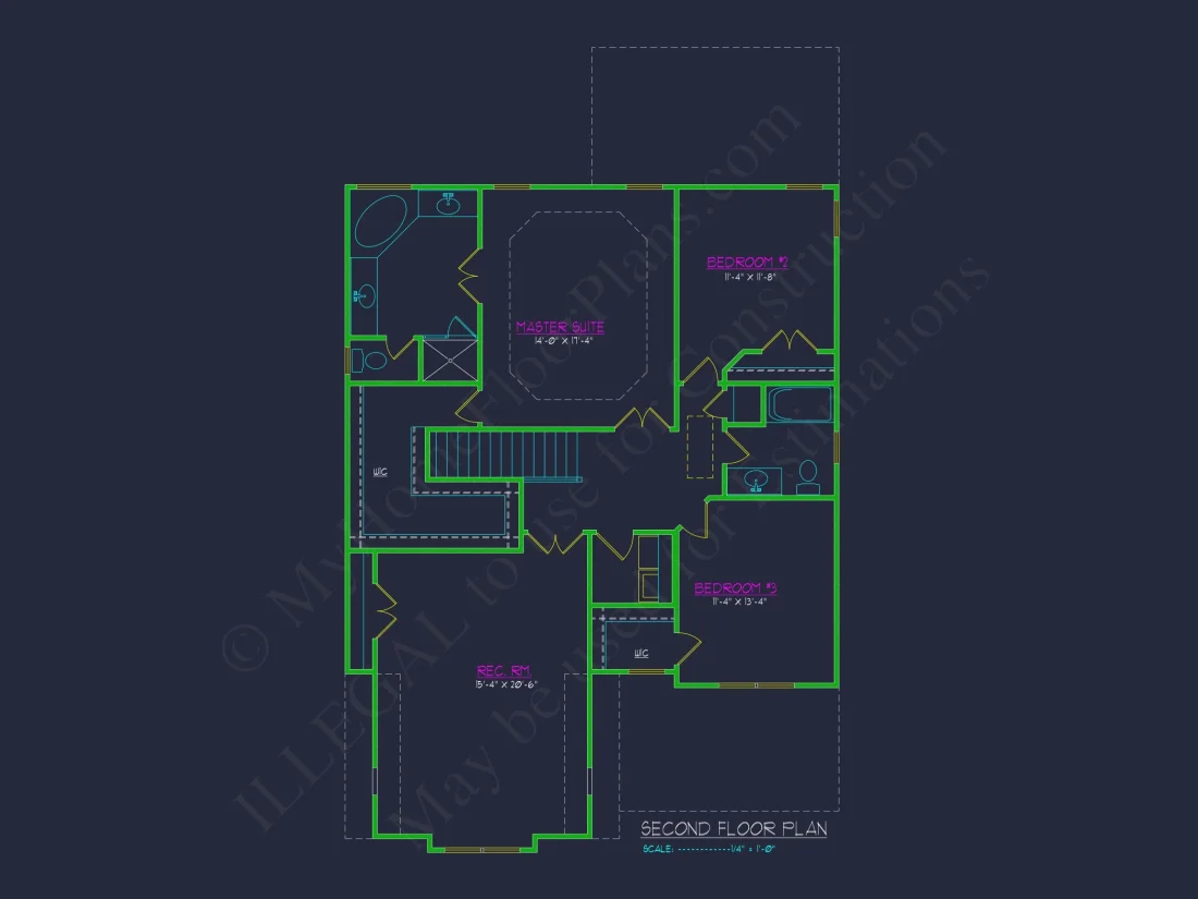 Modern Craftsman house Plan with 2-Story CAD Designed Blueprint