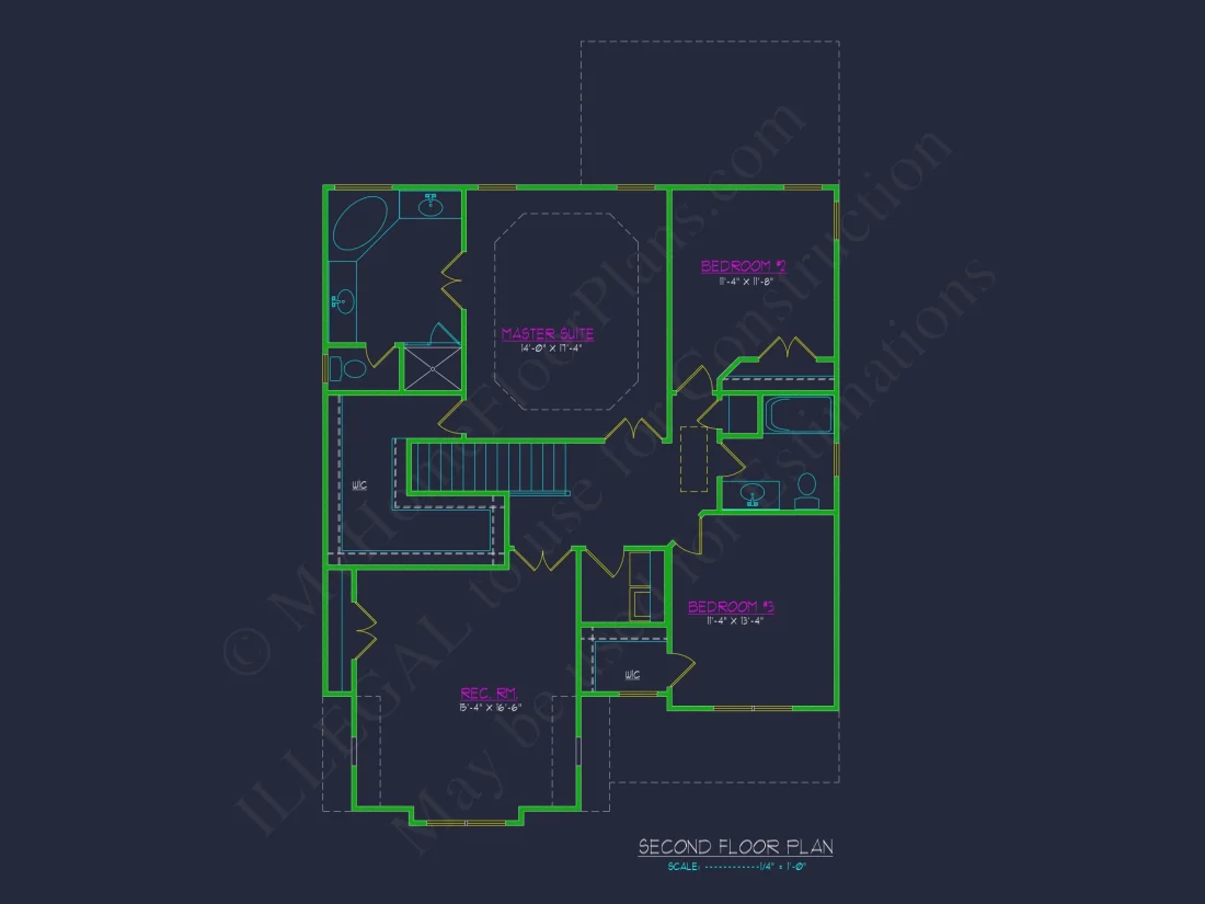 Modern Craftsman house Plan with 2-Story CAD Designed Blueprint