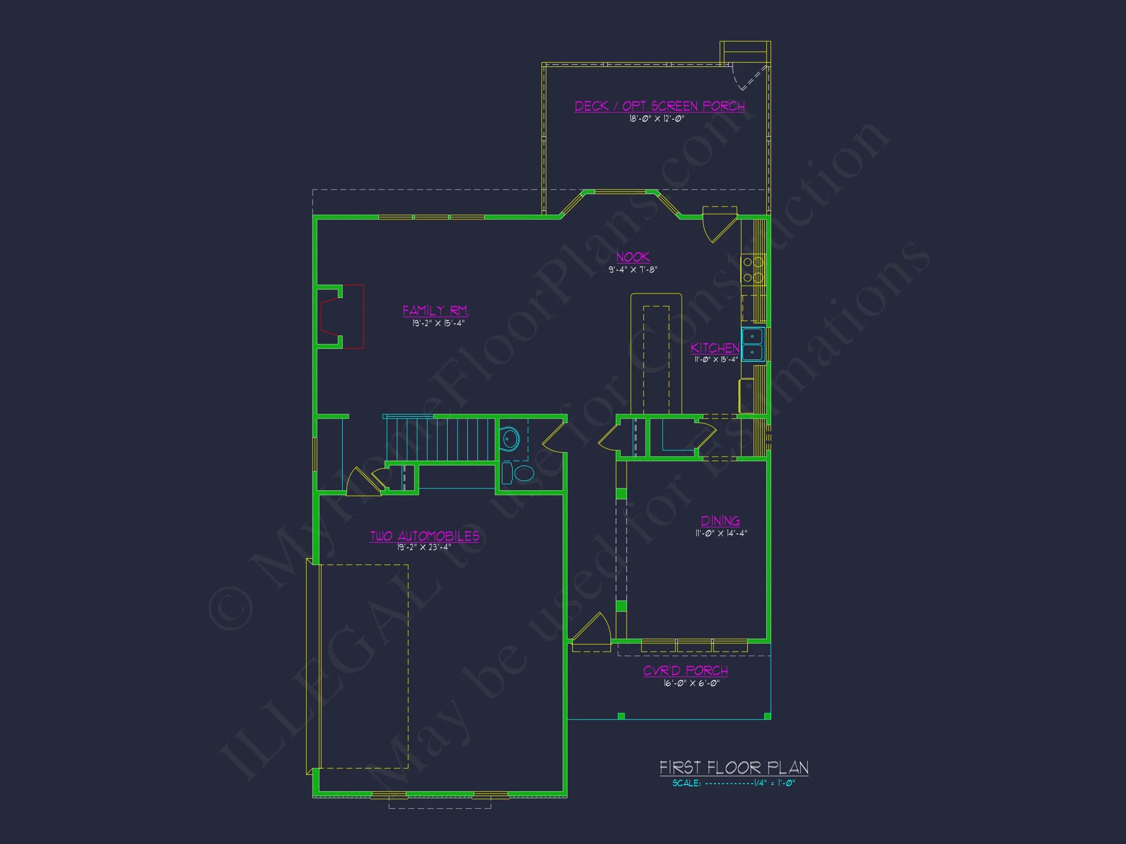 Modern Craftsman house Plan with 2-Story CAD Designed Blueprint