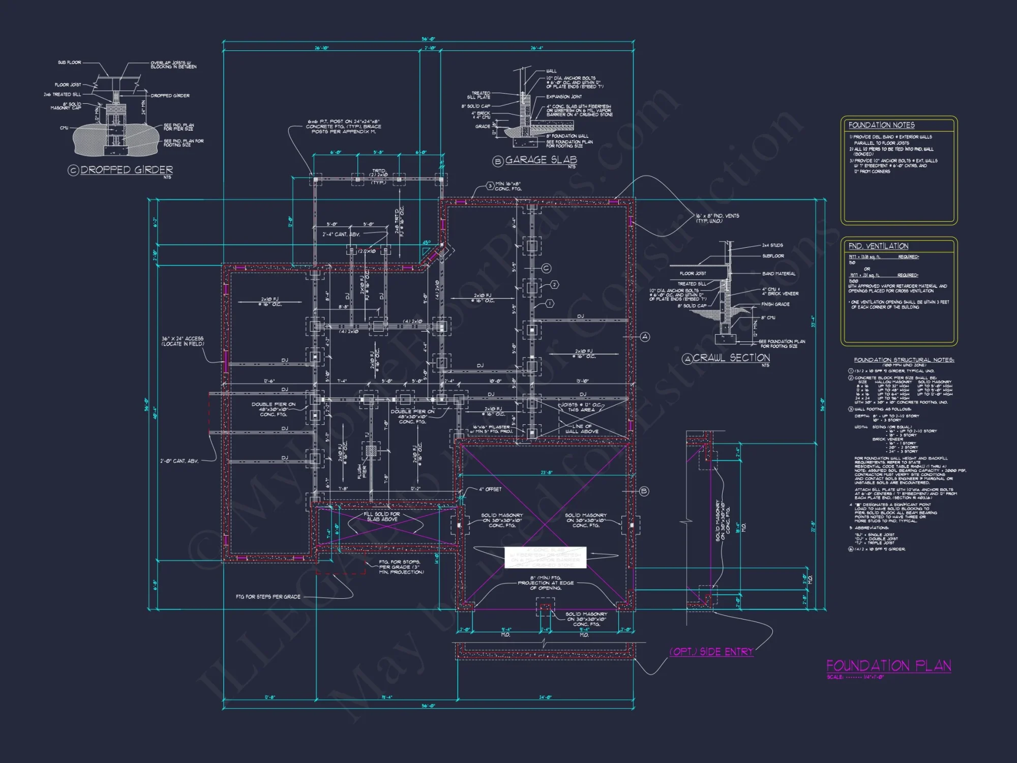 Craftsman house Floor Plan with CAD Designs and Blueprints
