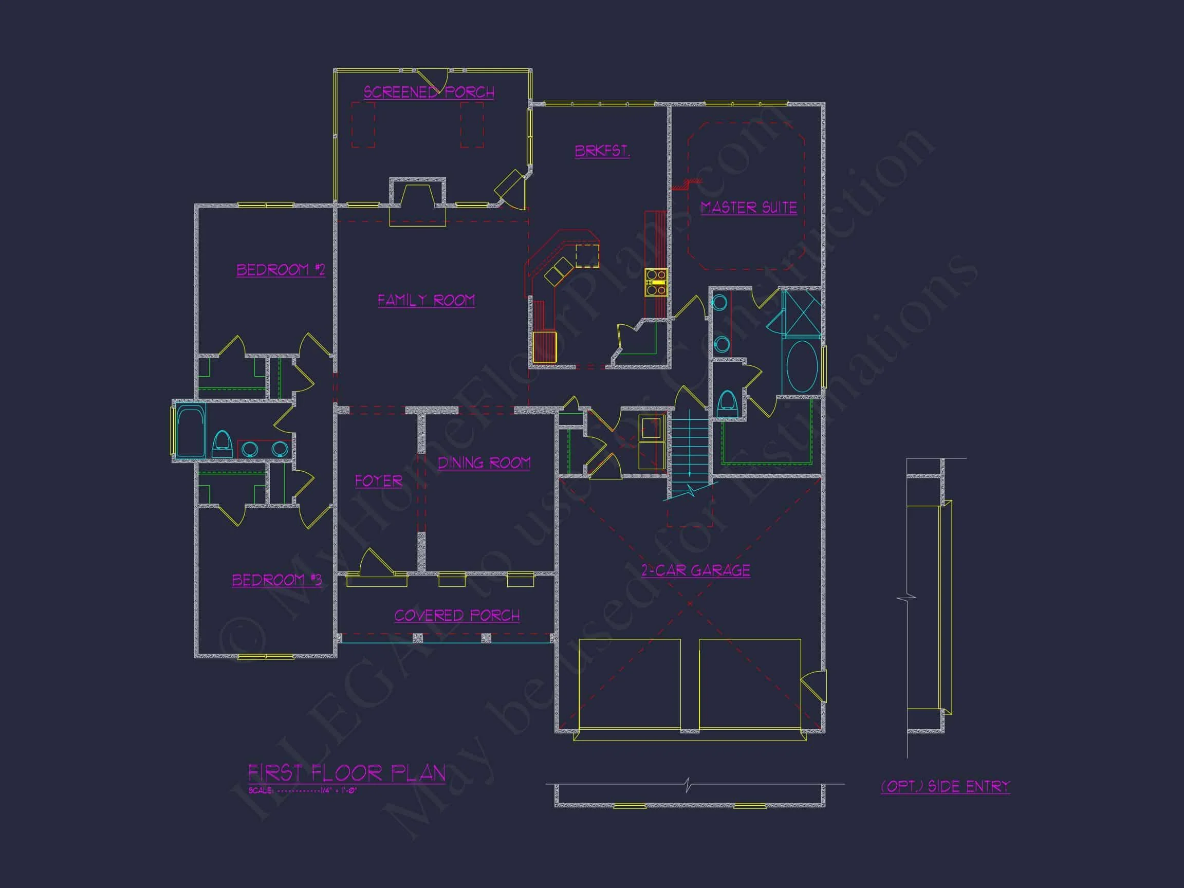 Craftsman house Floor Plan with CAD Designs and Blueprints