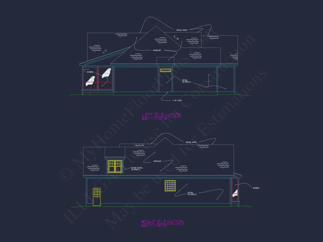 Craftsman house Floor Plan with CAD Designs and Blueprints