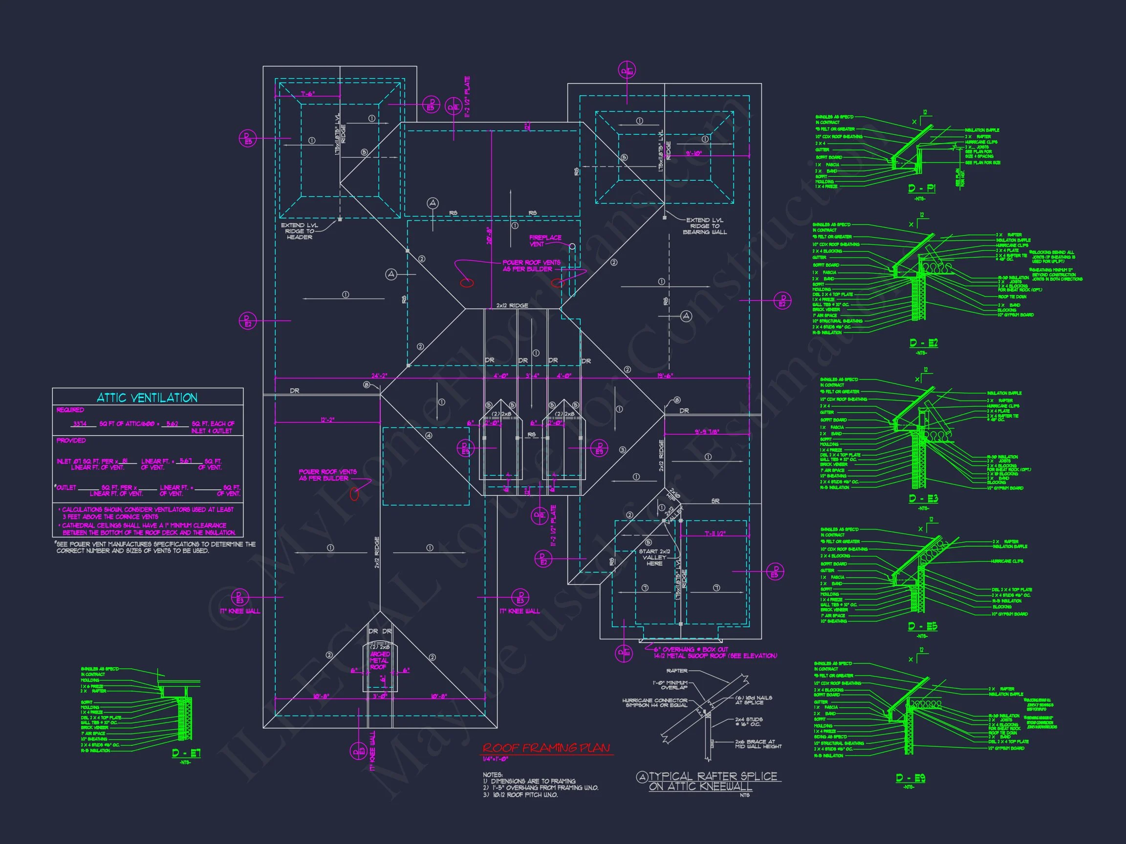 Traditional 3-Bedroom house Plan with Courtyard (Blueprint)
