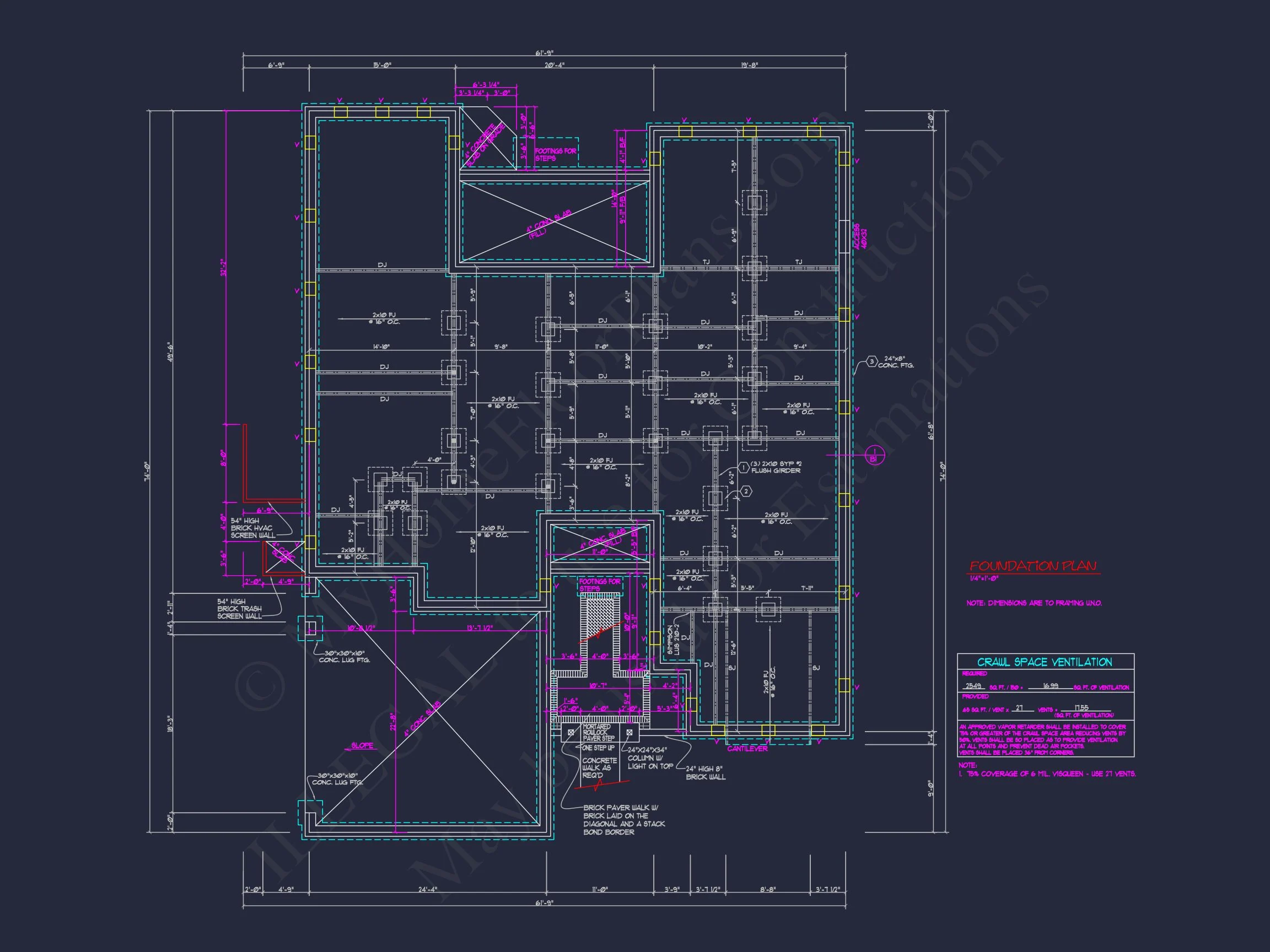 Traditional 3-Bedroom house Plan with Courtyard (Blueprint)