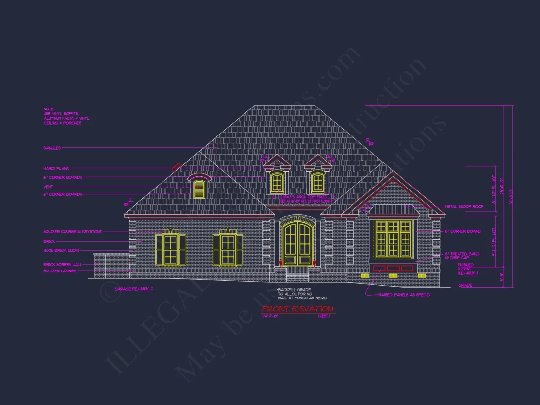 Traditional 3-Bedroom house Plan with Courtyard (Blueprint)
