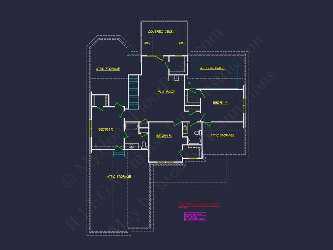 Traditional 2-Story house Plan with 4 Bedrooms and 3-Car Garage