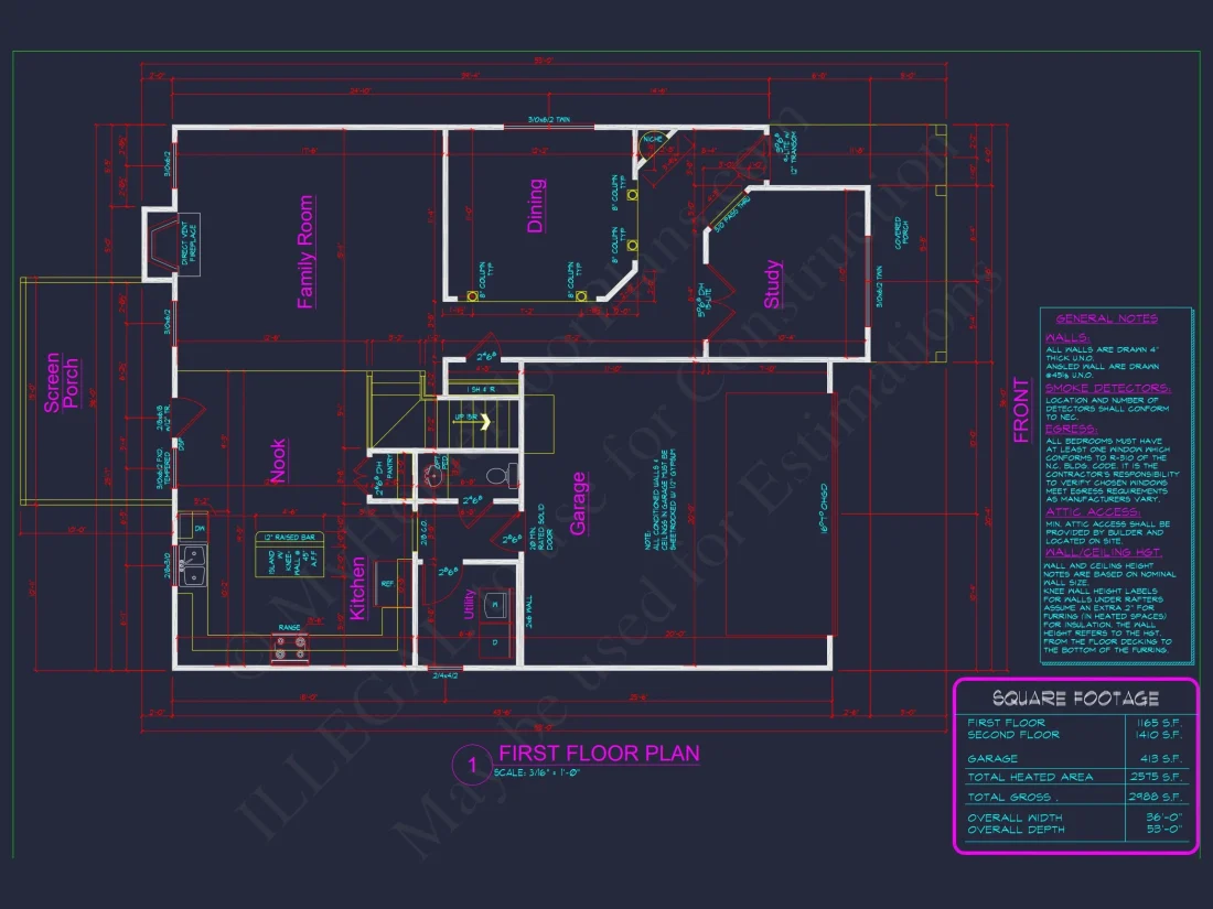 2575 SF Traditional 2-Story house Plan with 4 Beds & 3 Baths