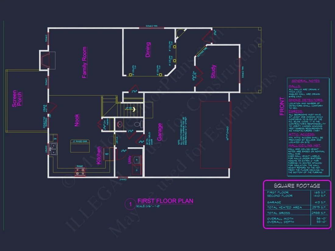 2575 SF Traditional 2-Story house Plan with 4 Beds & 3 Baths