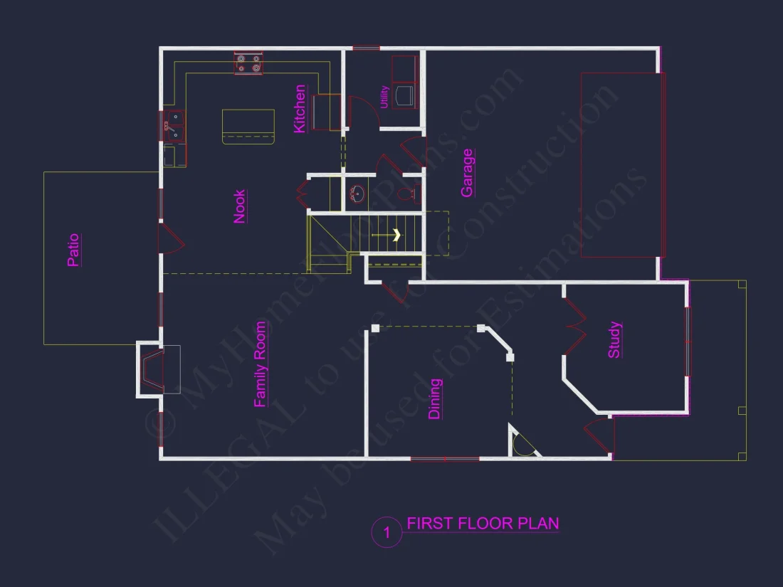 2 Story Traditional house Plan with 4 Bedrooms and Open Floor Plan