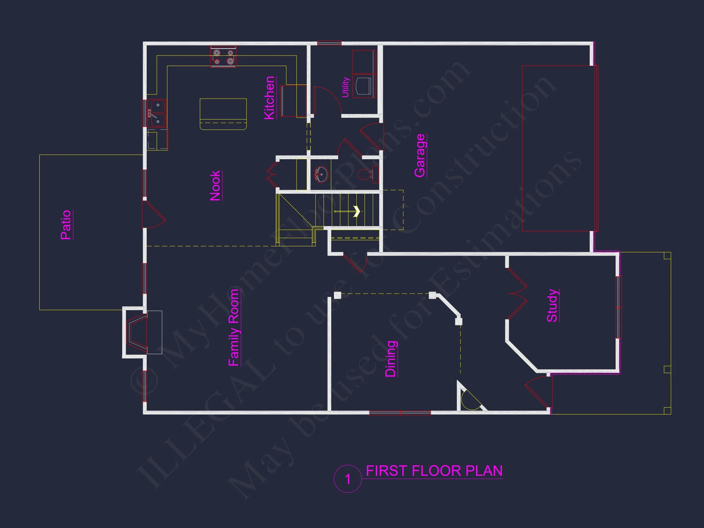 2 Story Traditional house Plan with 4 Bedrooms and Open Floor Plan