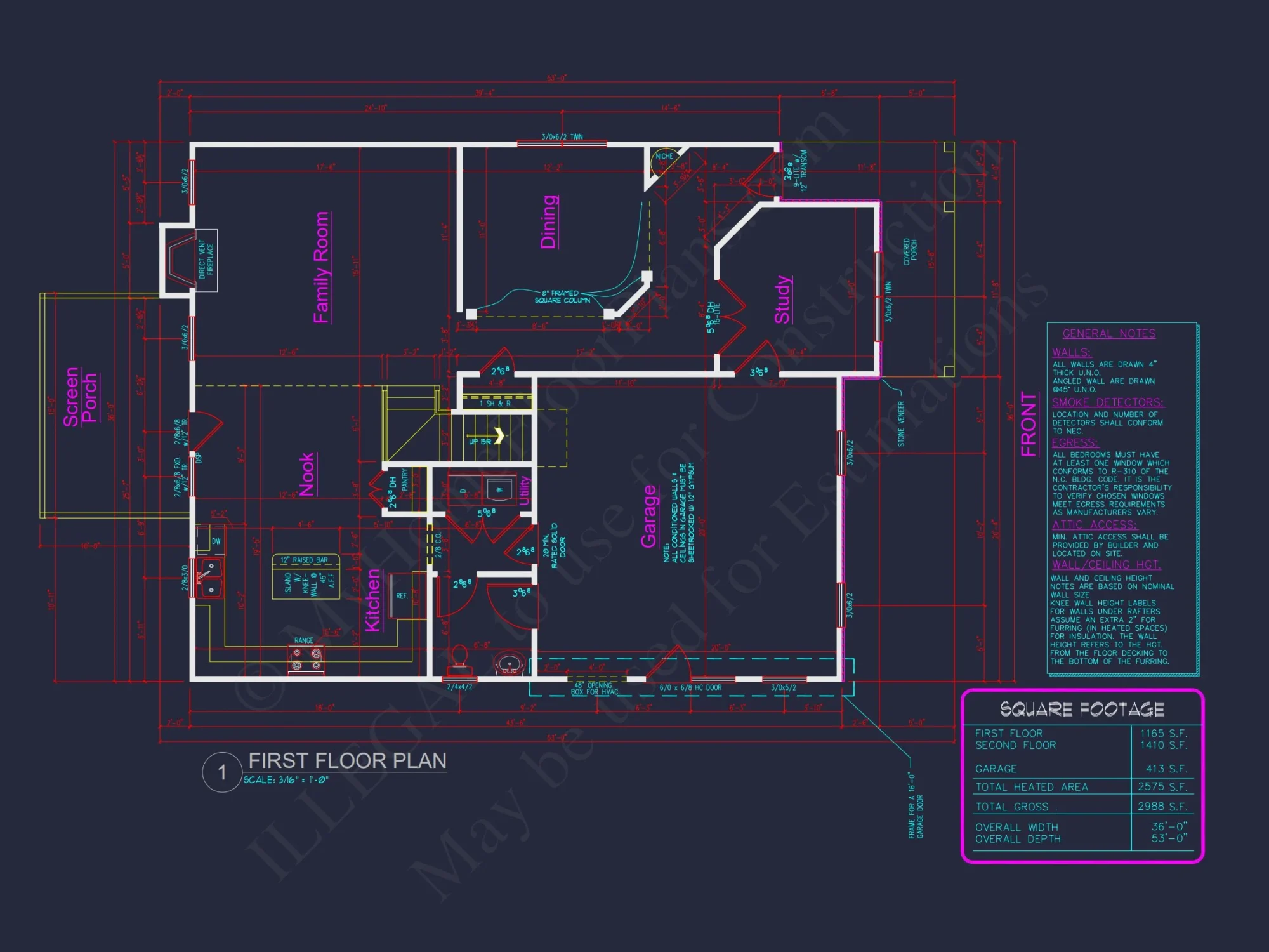 2-Story Traditional house Plan with 4 Bedrooms and Open Floor Plan
