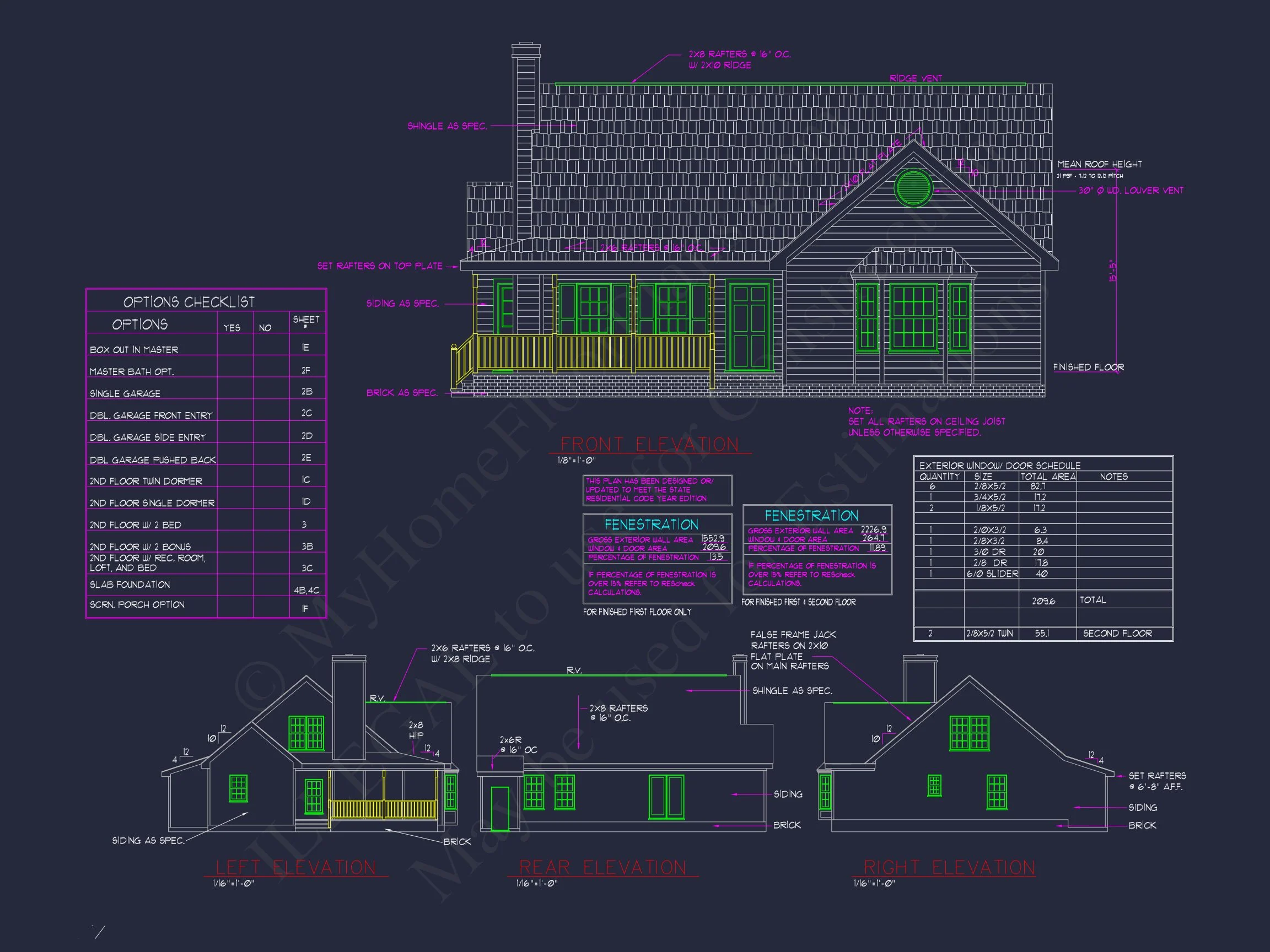Cape Cod Home Plan - 3-Bed, 2-Bath, 1,850 SF 3 Beautiful 2-Story house Plan with CAD Designs and Blueprint