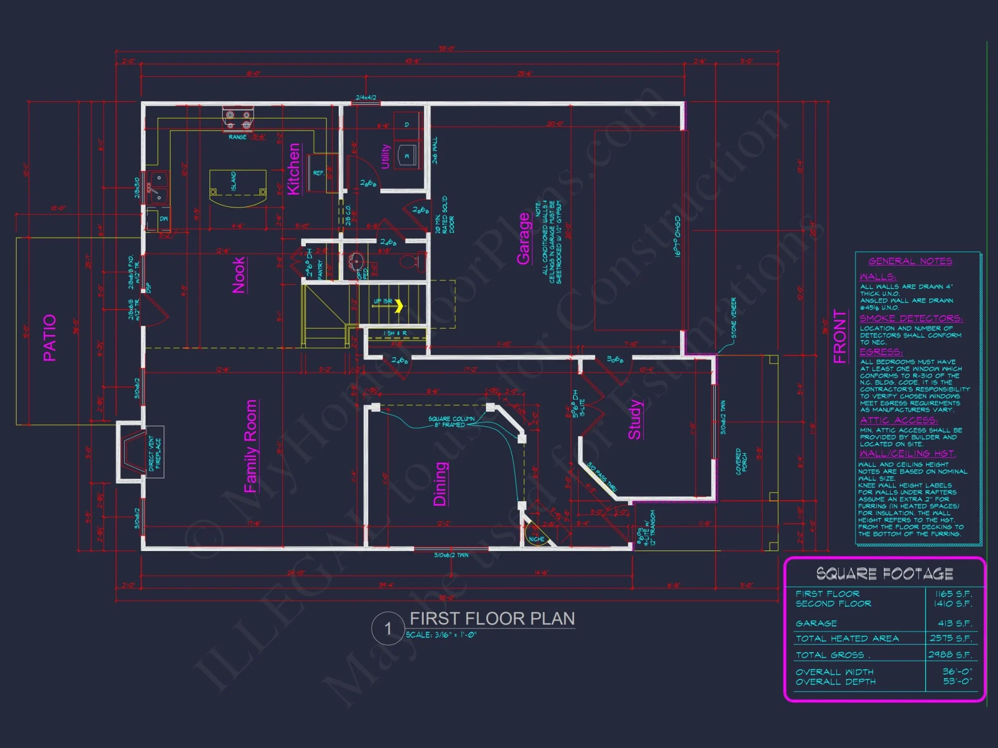 2-Story Traditional house Plan with 4 Bedrooms and Open Floor Plan
